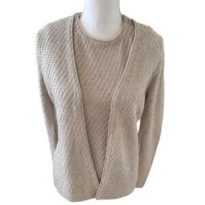 Dana Buchman Beaded Sweater Set Champagne L
